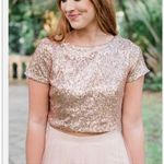 Revelry Gold Sequin Crop Top Extra Small Style 2454 Evening Wedding Bridesmaid Size XS Photo 0