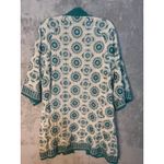 Soft Surroundings  Kimono L/XL Turquoise Embroidered Sequined Floral Boho Photo 4