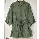 Free People  Hampton Belted Mini Dress Crystal Kelp Cotton Size Medium NWOT Chic Photo 1