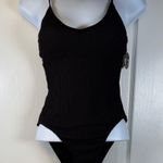 No Boundaries  Ribbed Ruched High Leg Black Swimsuit Size Small NWT #5735 Photo 0