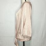 Lani California  Blush Pink Blouse Top Satin Tie Front 3/4 Sleeve Shiny Sz S Photo 3