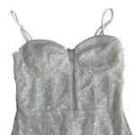 Lovesome Women’s Size M Pearl Sequin Party Dress White Corset Plunge Mini NYE Size M Photo 2