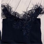 Marchesa off the shoulder ostrich feather dress sz 10 Blue Photo 6