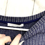 ZARA  Top Women Size M Long Sleeve Navy Blue Crewneck Textured Double Layered Photo 2