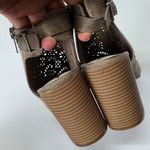 Fergalicious  Booties Womens Size 6 Tan Perforrated Parney Peep-toe Block Heel Photo 5