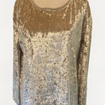 Mittoshop  Crushed Velvet Pull Over Oversized Top - Taupe Size Medium Photo 0