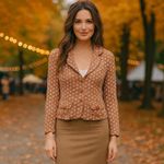 Burning Torch Orange White Floral Semi Sheer Blazer in Excellent Condition Size L Photo 1