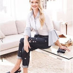 White House | Black Market  Sophia Stripe‎ Shirt with Bell Sleeve Size 0P Photo 0