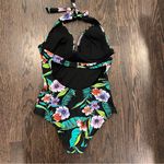 Old Navy NWT Black Floral women’s Halter Swimsuit One Piece Photo 2