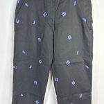 Briggs New York Black Slipper Embroidery Capris Womens 8 NWT Nautical Coastal Photo 0
