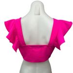 White Fox Boutique White Fox Pink Ruffle Front Tie Festival Boho Chic Sleeveless Crop Top Size S Photo 1