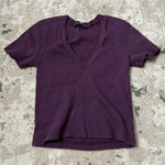 Brandy Melville  Purple V-Neck Top One Size Photo 0