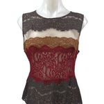 Bailey44 Multicolor Colorblock Floral Paisley Embroidered Mesh Tank Blouse Top L Photo 0