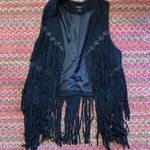 Double Zero BLACK VEGAN SUEDE FRINGE VEST Photo 6