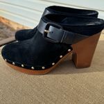 Vince Camuto Ceena Black Suede Clogs with Wooden Heel Size 8 Photo 10