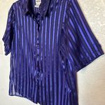 Bonworth  Women’s Purple Striped Button Down Shirt Lightweight Size Medium Photo 4