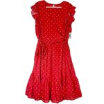 Old Navy Surplice Wrap Front Midi Dress Red Dots Size XXL NWT Tie Waist Photo 6