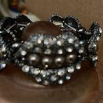 New Black Lips encrusted with rhinestones stretch Bracelet Goth Photo 0