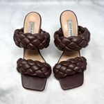 Steve Madden Kenley Braided Square Toe Slide Mule Stiletto Sandal Heel Brown 6.5 Photo 2