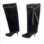 Valentino Garavani Valentino boots Suede Knee High Rockstud Heeled Tall in Black size 37 / 7 Photo 8