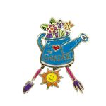 I Love to Garden Enamel Brooch Pin | Colorful Watering Can Flower Charm Pin Blue Photo 2