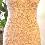 Sans Souci Lace White And Nude Mock Neck Lace Up Dress Photo 0