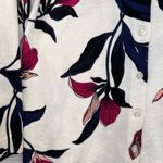 Ann Taylor Factory Floral Cardigan XS 100% Cotton Button Front Lightweight Knit White Photo 5