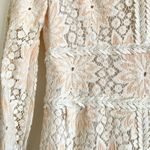 Handmade VTG  Ivory Lace Foral Long Sleeve Mini Dress Fit S/M Photo 2