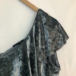 Tart NWOT  Ruffled One Off Shoulder Velvet Top Grey Velour Ruffle Sleeveless SM Photo 4
