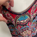 Bila Top Floral Ruffle Embroidered Boho Bohemian Western Coastal Red Blue Size XL Photo 3