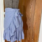 Wonderly  Blue Stripe Wrap Ruffle Skirt - Size Medium Photo 8
