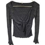 Free People Intimately Small Blue Sparkle Shimmer Bell Sleeve Knot Front V Neck Photo 0