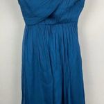 J.Crew J.‎ Crew Blue 100% Silk Crinkle Chiffon Flowy Strapless Mini Dress Size 0P Photo 0
