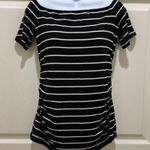White House | Black Market Black & White Stripe Cap Sleeve Tee Photo 7