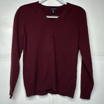 Lands' End Lands’ End Women’s Petite Medium Burgundy V-Neck Sweater Long Sleeve Photo 0