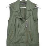 Michael Stars Linen Women's Sleeveless Moto Vest in Green Size XS Photo 2