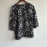 Rafaella  100% Linen Black White Floral‎ Tunic Top - Size Medium Photo 5