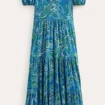NWT Boden Open Back Maxi Tiered Dress Blue Sz 8 Green Photo 4