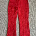 Free People Women’s Wild Laces Red Flare Crop Lace Pant Size Medium Pull On Photo 0