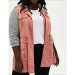 Torrid  Twill Hacci Sleeve Anorak Jacket Coral Gray Cozy Winter Size 2X 18/20 Photo 9