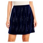 Skies Are Blue  New Navy Sequin Holiday  Velvet Skirt preppy old money small Photo 3