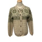 Alps Women's Apparel Wool Blend Fair Isle Knit Cardigan Sweater Button Up Sz S Green Photo 1