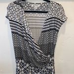 Tommy Bahama Faux wrap cap sleeve black-and-white dress size large Photo 2