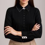 Fontana European Knitted 3/4 Sleeve Collared Button Polo Shirt Black Size S NWT Photo 0