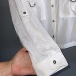 No Comment  White Pullover Button Front Elastic Waist Long Tab Sleeves XL NWT Photo 5