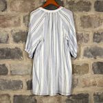 Sundry Women's Striped Button Up Henley Tunic Dress Large White Blue Cotton Photo 7