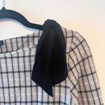 Talbots  Grey Check Knit Long Sleeve Shirt Bow Accent Photo 6