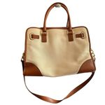 Michael Kors Michael Kors Hamilton Stripe Satchel Bag Ivory Red Brown Leather Trim Photo 15