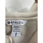Athleta  Beige Forever Fleece 1/2 Zip Cropped Hoodie Long Sleeve Size Small Photo 2
