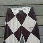 Teddy Fresh Brown/Tan Checkered Diamond Velour  Sweatpants Photo 1